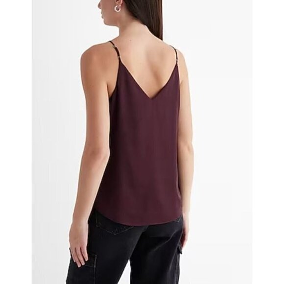 Express Burgundy Red V-Neck Cami Tank Top S - Picture 2 of 6